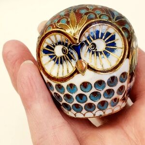 Cloissone Owl Figurine, 2.25 Inches,made In Bejing China